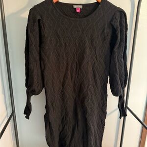 VINCE CAMUTO Black Textured Knit Dress
